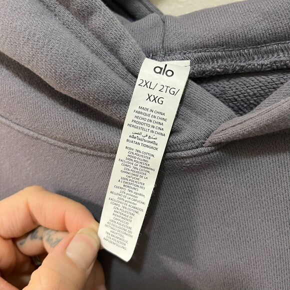 Alo Yoga Renown Heavy Weight Hoodie Fog SZ 2XL Pullover Limited Edition FOG EUC - Picture 6 of 9